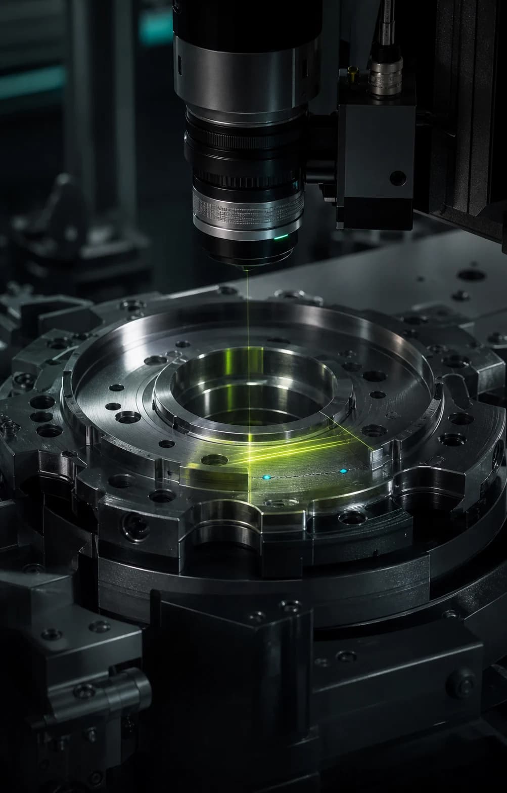 Conceptual machine-vision inspection revealing risk in a precision-machined component